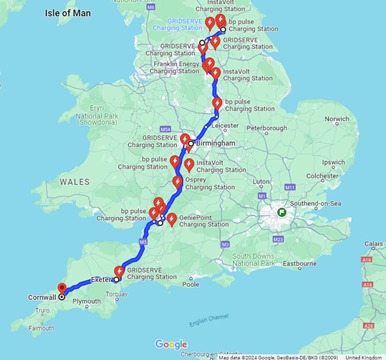 York to Cornwall EV Charging