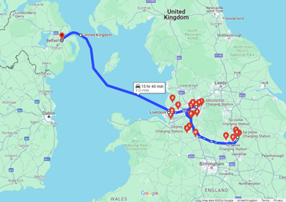 Nottingham to Belfast EV Charging